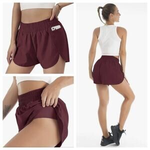 NWT Blooming Jelly Women's Quick Dry Running Shorts Dark Wine Red Size XXXL